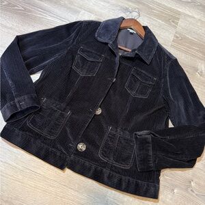 J. Jill women's wide-wale Black corduroy jacket with patch pockets-size M